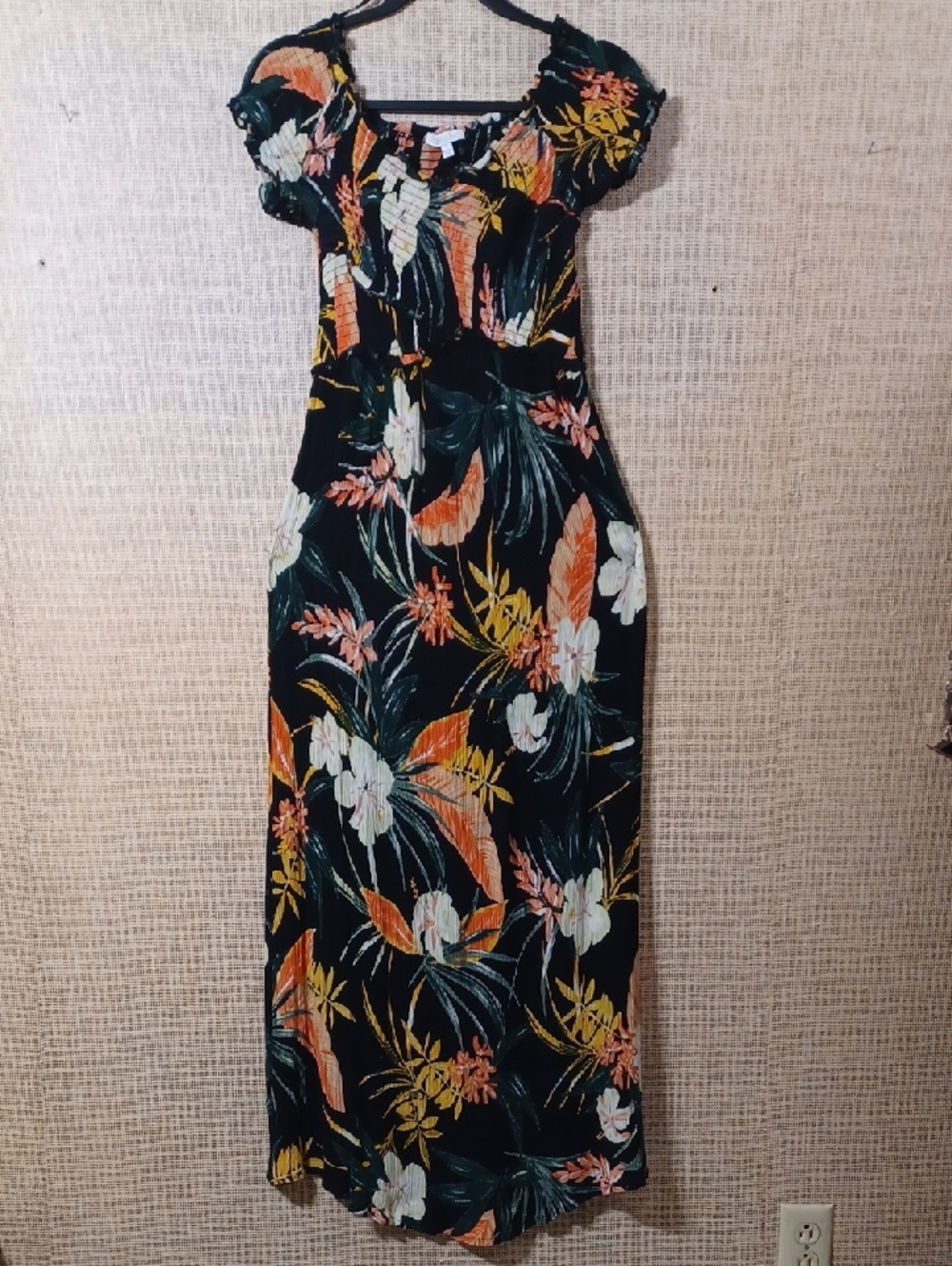 Patrons of Peace Black Floral Maxi Dress with Orange and Cream Details - Picture 2 of 12
